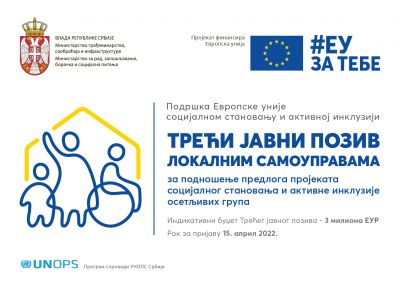 Evropska unija izdvaja 3 miliona evra  za socijalno stanovanje i aktivnu inkluziju osetljivih grupa